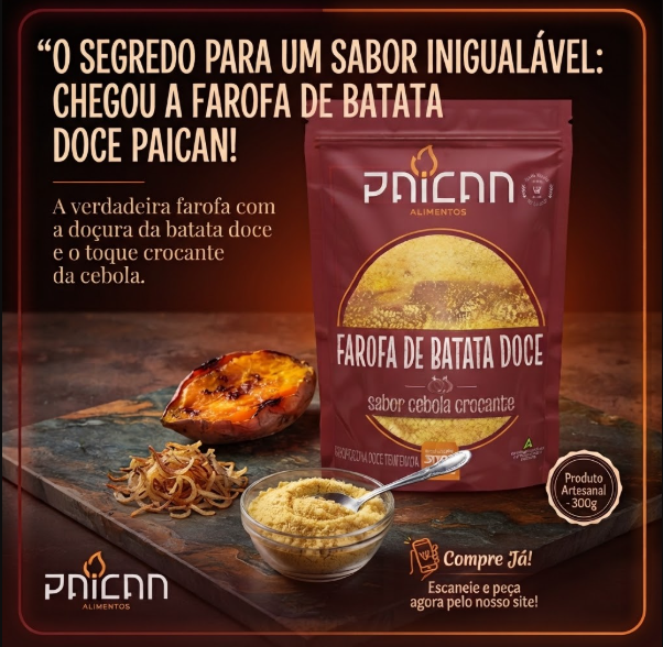 Farofa de Batata Doce Sabor Cebola Crocante Paican – 300g - Imagem 2